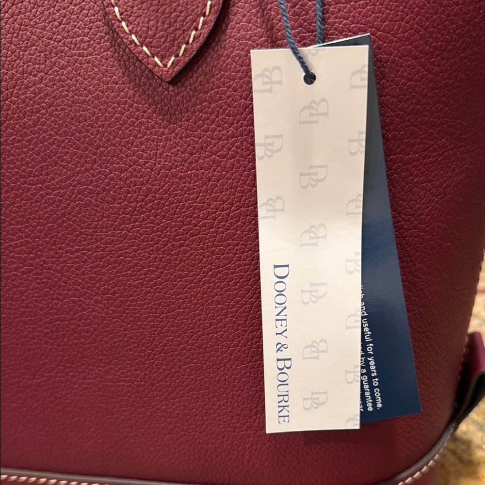 NEW Dooney & Bourke Pebbled Leather Satchel in Burgundy - Picture 7 of 8
